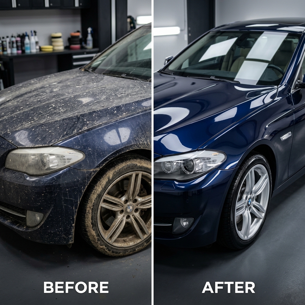 Before and after exterior detailing