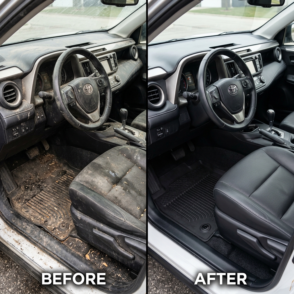 Before and after interior detailing